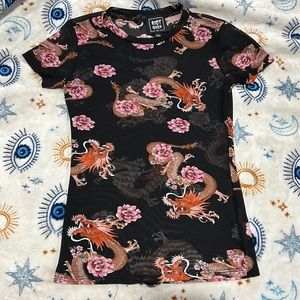 Crop top trio. Mesh. Dragons. Stripes.